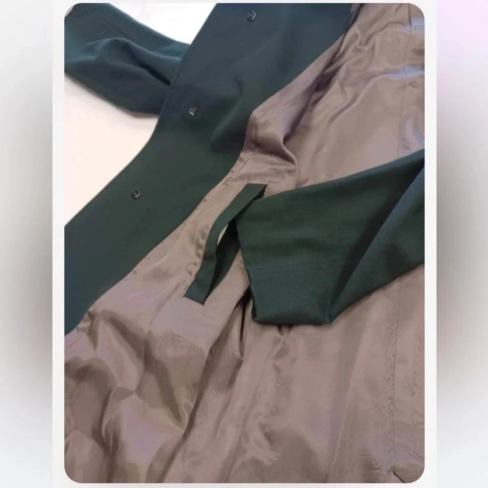 Shiff & CO Inc  100% Wool Black Trench Coat Size 7038 - Picture 10 of 13